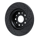 R1 18-25 Jeep Wrangler Front Left Drilled & Slotted Black Brake Rotor