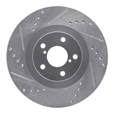 R1 01-08 Saab 9-2X Front Left Drilled & Slotted Silver Brake Rotor
