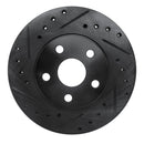 R1 86-89 Toyota Celica Front Left Drilled & Slotted Black Brake Rotor