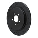 R1 13-14 Ford Mustang Rear Left Drilled & Slotted Black Brake Rotor