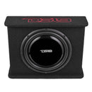 DS18 Single 12in Shallow Subwoofer and Enclosure 350 Watts RMS Amplified Sealed Black Carpet