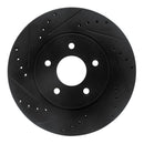 R1 19-24 Infiniti QX50 Rear Left Drilled & Slotted Black Brake Rotor