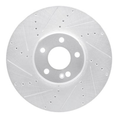 R1 15-23 Mercedes-Benz C400 Front Left Drilled & Slotted Silver Brake Rotor
