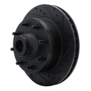 R1 78-97 Dodge B200 / B200 Van / B250 Front Right Drilled & Slotted Black Brake Rotor