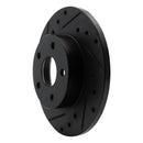 R1 84-87 Pontiac Fiero Rear Left Drilled & Slotted Black Brake Rotor