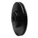 R1 10-18 BMW 535I GT Right Front Drilled & Slotted Black Brake Rotor