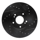 R1 89-99 Infiniti I30 Front Left Drilled & Slotted Black Brake Rotor