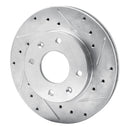 R1 88-07 Dodge Colt Front Right Drilled & Slotted Silver Brake Rotor