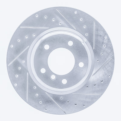 R1 06-13 BMW 330I Front Right Drilled & Slotted Silver Brake Rotor
