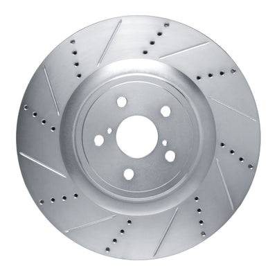 R1 15-22 Lexus RC F Left Front Drilled & Slotted Silver Brake Rotor