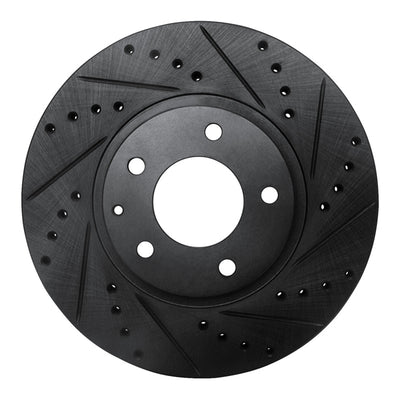R1 01-02 Mazda Millenia Front Right Drilled & Slotted Black Brake Rotor