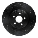 R1 06-15 Jaguar Super V8 Rear Right Drilled & Slotted Black Brake Rotor
