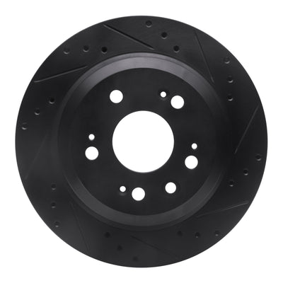 R1 05-12 Acura RL Rear Right Drilled & Slotted Black Brake Rotor