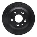 R1 05-12 Acura RL Rear Right Drilled & Slotted Black Brake Rotor