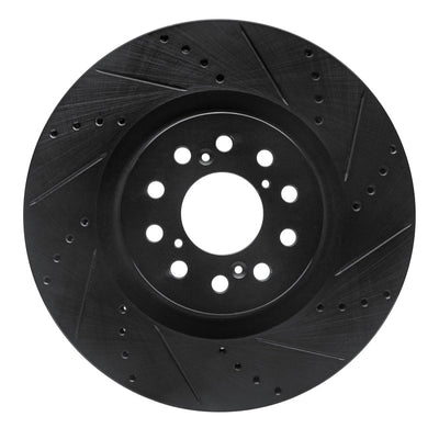 R1 17-25 Acura Integra Front Left Drilled & Slotted Black Brake Rotor