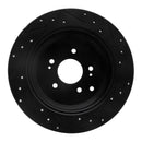 R1 07-12 Hyundai Veracruz Rear Left Drilled & Slotted Black Brake Rotor