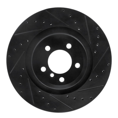 R1 07-08 BMW ALPINA B7 Rear Right Drilled & Slotted Black Brake Rotor