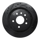 R1 02-10 Saab 9-5 Rear Left Drilled & Slotted Black Brake Rotor