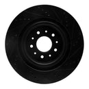 R1 00-06 Jaguar XKR Front Left Drilled & Slotted Black Brake Rotor