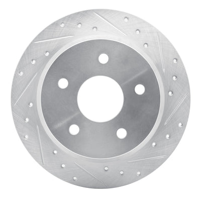 R1 99-04 Jeep Grand Cherokee Rear Right Drilled & Slotted Silver Brake Rotor