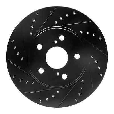 R1 02-15 Lexus ES300 Front Left Drilled & Slotted Black Brake Rotor