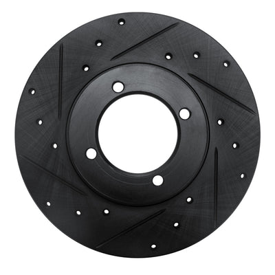 R1 70-73 Nissan 240Z Front Left Drilled & Slotted Black Brake Rotor