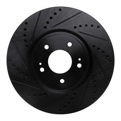 R1 03-06 Mitsubishi Lancer Front Left Drilled & Slotted Black Brake Rotor