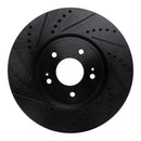 R1 03-06 Mitsubishi Lancer Front Left Drilled & Slotted Black Brake Rotor