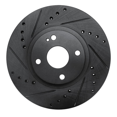R1 01-05 Mazda Miata Front Left Drilled & Slotted Black Brake Rotor