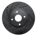 R1 01-05 Mazda Miata Front Left Drilled & Slotted Black Brake Rotor