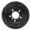 R1 11-16 Mini Cooper Countryman Rear Right Drilled & Slotted Black Brake Rotor