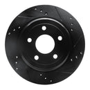 R1 08-10 Chevrolet Cobalt Rear Right Drilled & Slotted Black Brake Rotor