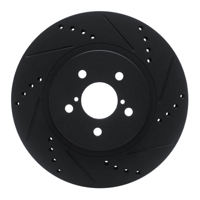 R1 17-23 Subaru Impreza Front Right Drilled & Slotted Black Brake Rotor