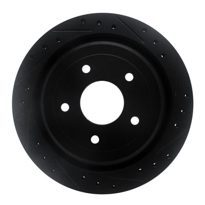R1 97-13 Cadillac XLR Rear Right Drilled & Slotted Black Brake Rotor