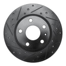 R1 08-15 Audi TT Quattro Rear Left Drilled & Slotted Black Brake Rotor