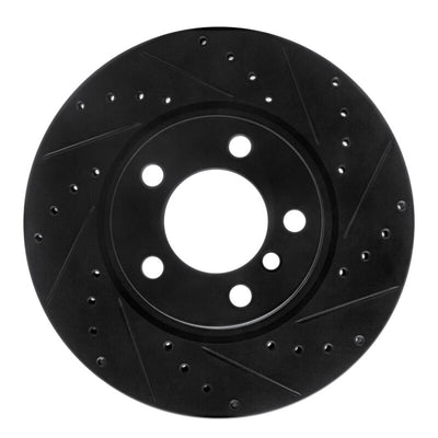 R1 11-16 Mini Cooper Paceman Front Right Drilled & Slotted Black Brake Rotor