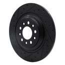 R1 14-23 Jeep Cherokee Rear Left Drilled & Slotted Black Brake Rotor