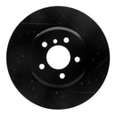 R1 11-19 BMW ActiveHybrid 5 Front Right Drilled & Slotted Black Brake Rotor