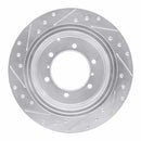 R1 90-04 Mitsubishi Montero Rear Right Drilled & Slotted Silver Brake Rotor
