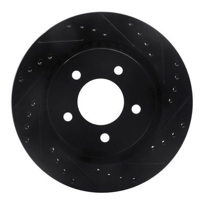 R1 99-04 Chrysler 300M Front Right Drilled & Slotted Black Brake Rotor