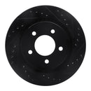 R1 99-04 Chrysler 300M Front Right Drilled & Slotted Black Brake Rotor
