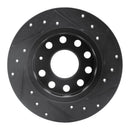 R1 10-19 Audi A3 Rear Left Drilled & Slotted Black Brake Rotor