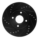 R1 14-19 Ford Fiesta Front & Rear Drilled & Slotted Black Brake Rotor Set