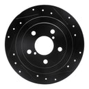 R1 90-08 Saab 9-2X Rear Right Drilled & Slotted Black Brake Rotor