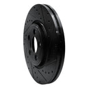 R1 06-10 Jaguar XK Front Right Drilled & Slotted Black Brake Rotor