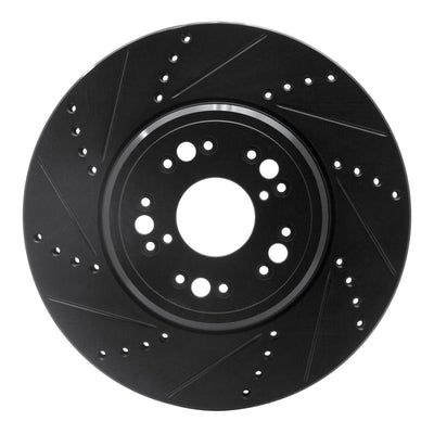 R1 95-00 Lexus LS400 Front Left Drilled & Slotted Black Brake Rotor