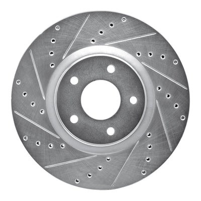 R1 07-17 Nissan Juke Front Left Drilled & Slotted Silver Brake Rotor