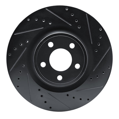 R1 15-25 Ford Mustang Front Right Drilled & Slotted Black Brake Rotor