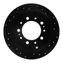 R1 07-22 Lexus LX570 Rear Drilled & Slotted Black Brake Rotor Set