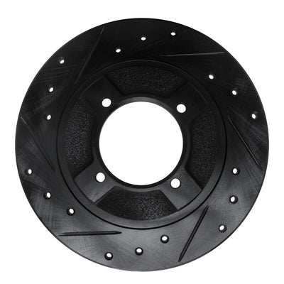 R1 82-86 Nissan SENTRA Front Left Drilled & Slotted Black Brake Rotor